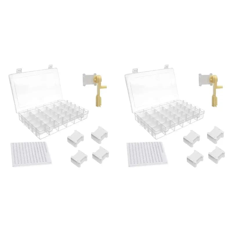 EYFL-Embroidery Floss Organizer Cross Stitch Thread Organizer-Bobbin Winder 2 Compartments,300 Floss Bobbins ,4Pcs Stickers