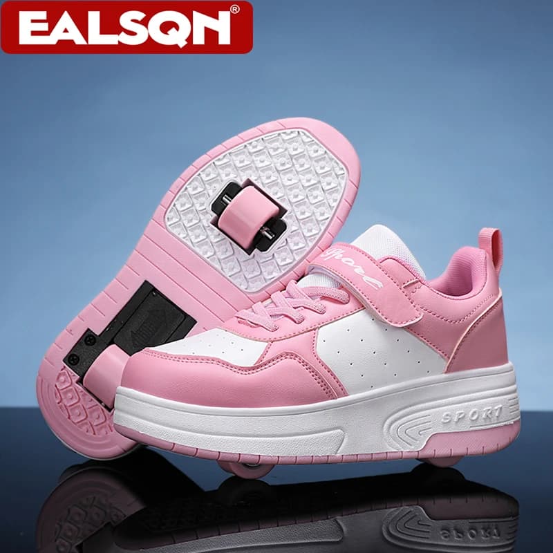 Two Wheeled Shoes Baby Breathable Girls Walking Shoes Ultralight Retractable Wheel Shoes For Kids