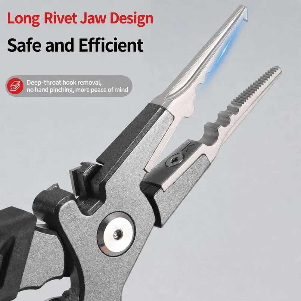 Aluminum Alloy Fishing Pliers Built-In Line Cutter Non-Slip Handles Split Ring Pliers Long Nose Lure Fishing Tools