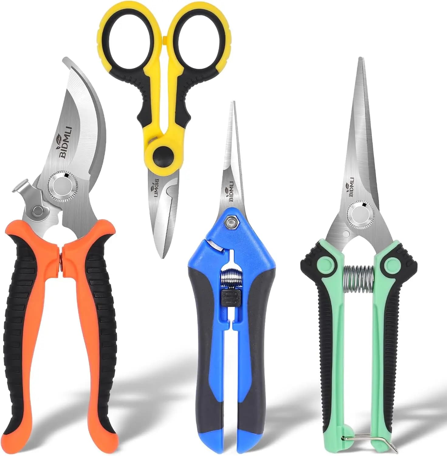 Set of 4 Garden Scissors: Stainless steel shears for Trees, Flowers and Fruit - Gardening Tool