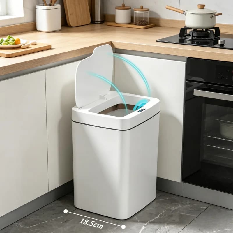 Smart Sensor Trash Can White 15L Touchless Automatic Bathroom Garbage Bin with Auto Bagging Smart Home
