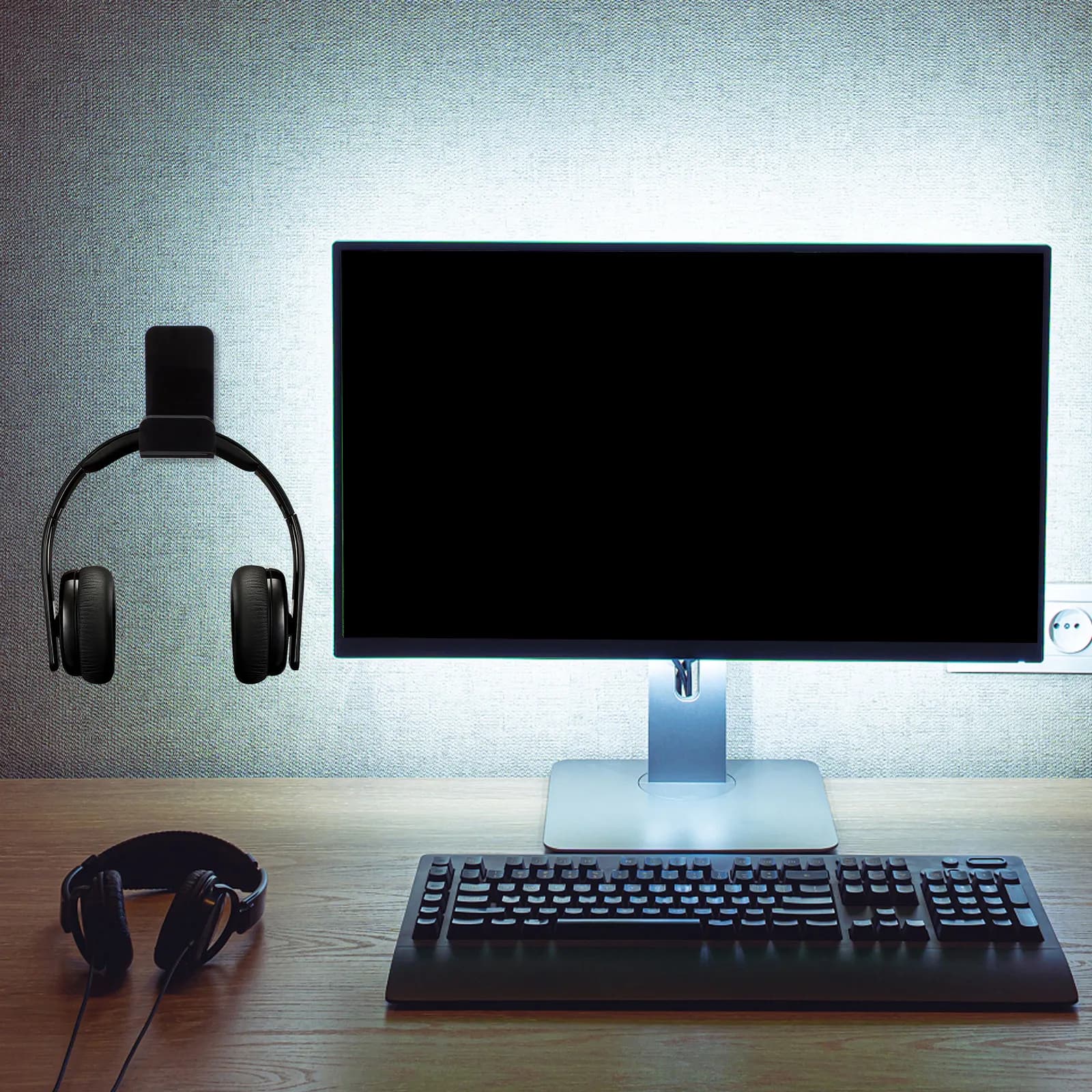 Supporto per cuffie premium da 2 pezzi, supporto universale per cuffie per gaming, musica, studio, casa, ufficio, salvaspazio, antigraffio, da scrivania