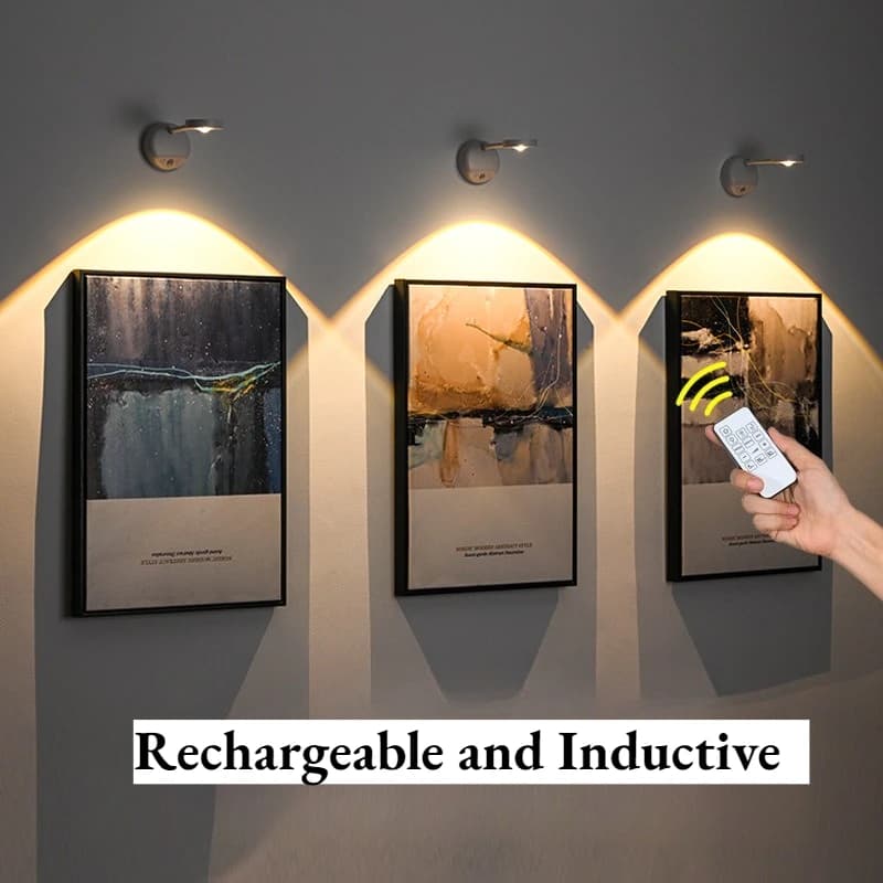 Smart Rechargeable Wall Mount Spotlight Motion Sensor Dimmable Painting Light No Hard Wiring Indoor Decorative Lamp