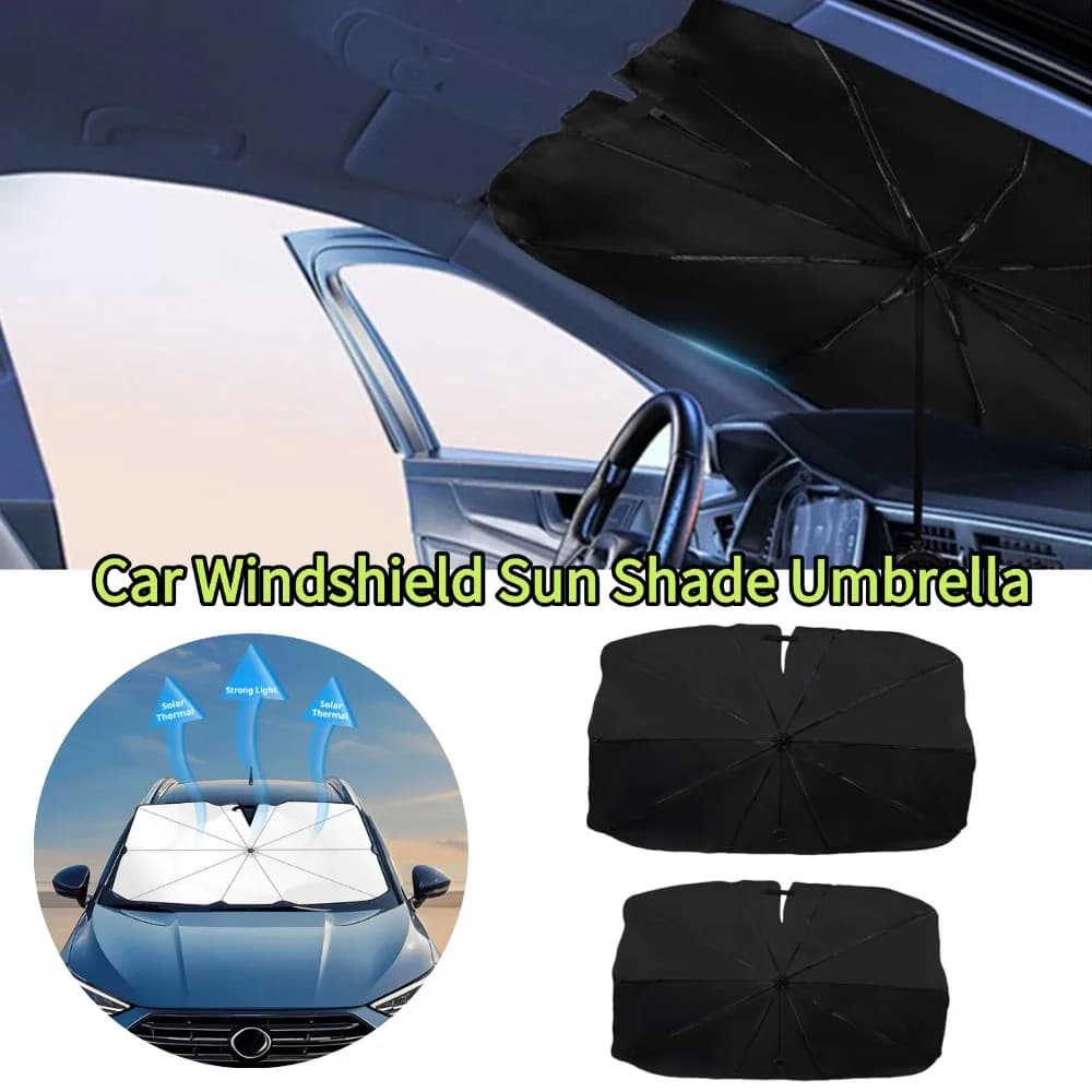 Vehicle Windshield Sunshade Umbrella 360° Rotation Bendable Handle Front Window Cover UV Heat Protection Car Accessories