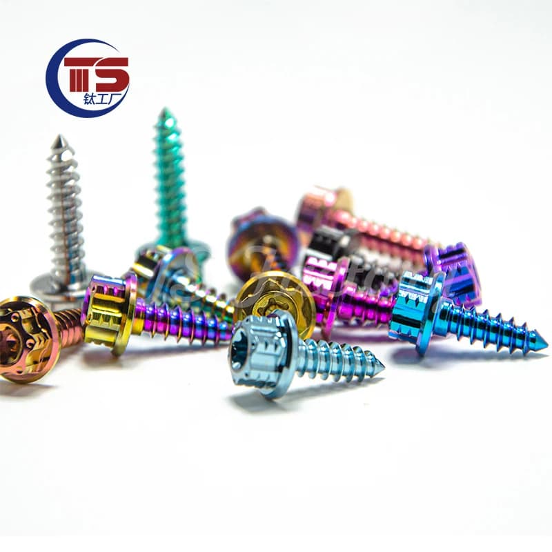 TS 10PCS Vite in titanio Autofilettante Piastra in ferro Dente M4/M5X15/20/25/30mm Vite di modifica moto TC4