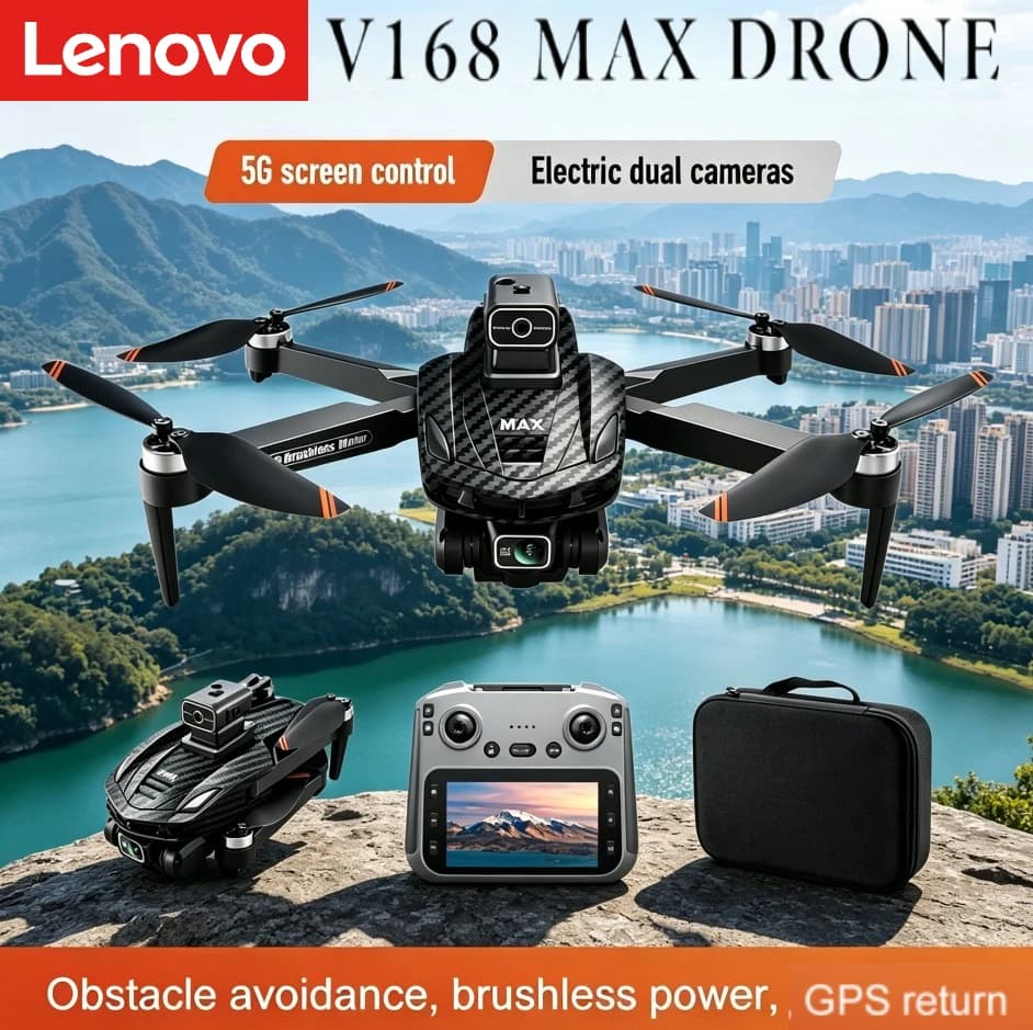 Lenovo V168MAX GPS 8K Drone Professional Camera Aerial FPV Brush Avoiding Obstacle with Screen Remote Control Folding Dron