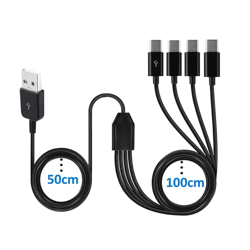 Cavo di ricarica multiplo USB C 4 in 1, cavo sdoppiatore cavo di ricarica maschio da USB a 4 tipo C per dispositivi Android iPhone 15 Samsung e tipo C