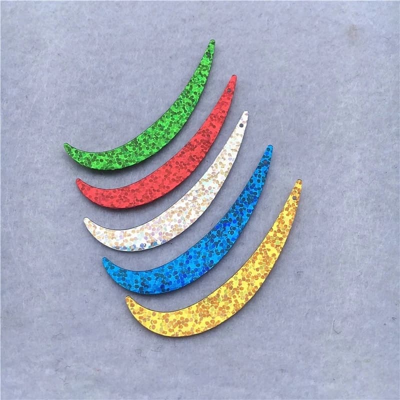100 pz grandi Paillettes 7*55mm Laser a forma di gancio in PVC con 1 foro Paillettes cucito decorazione artigianale di nozze accessori lentejuacao