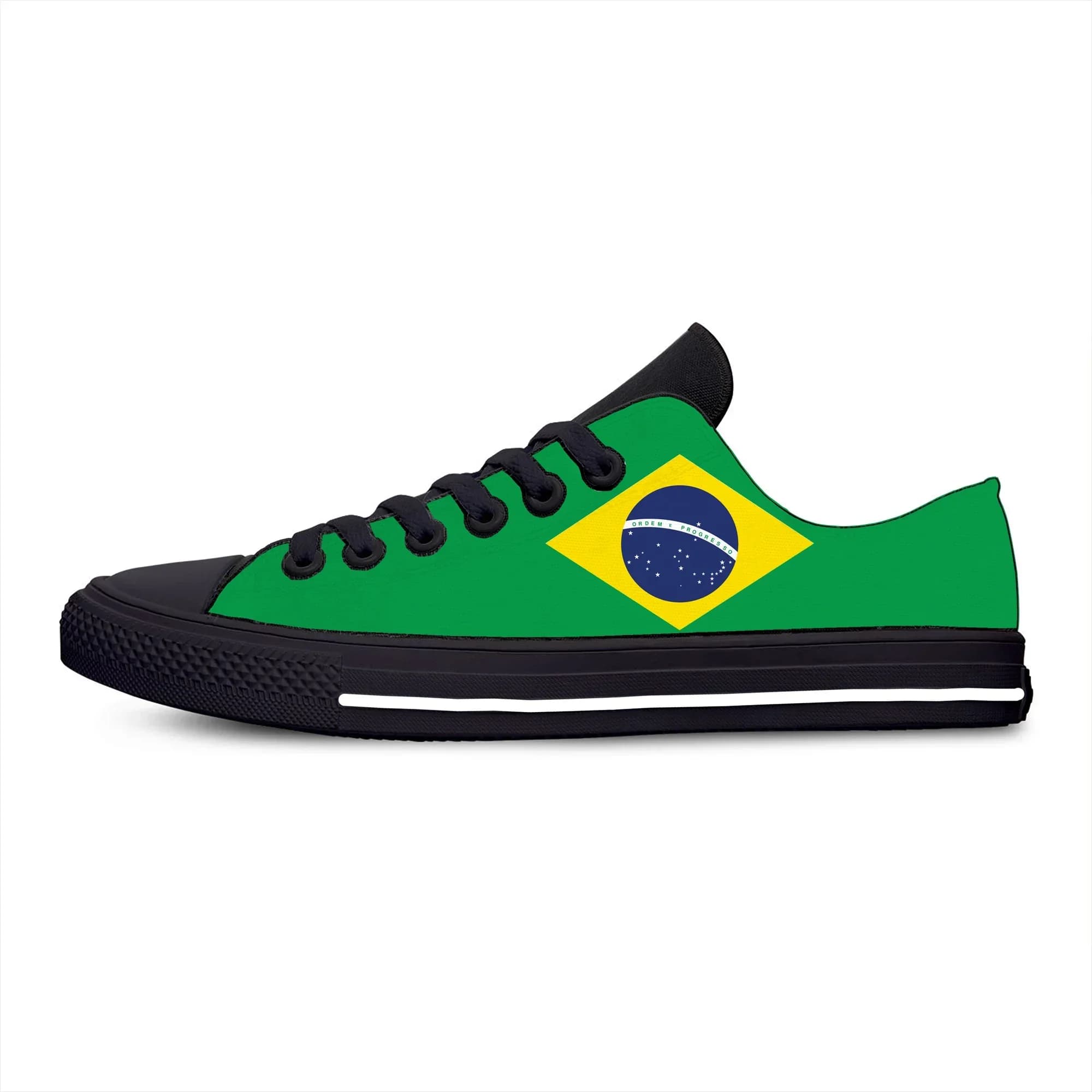 Sneakers basse con bandiera del Brasile, scarpe casual da uomo, donna e adolescente, scarpe da corsa in tela, scarpe leggere e traspiranti con stampa 3D