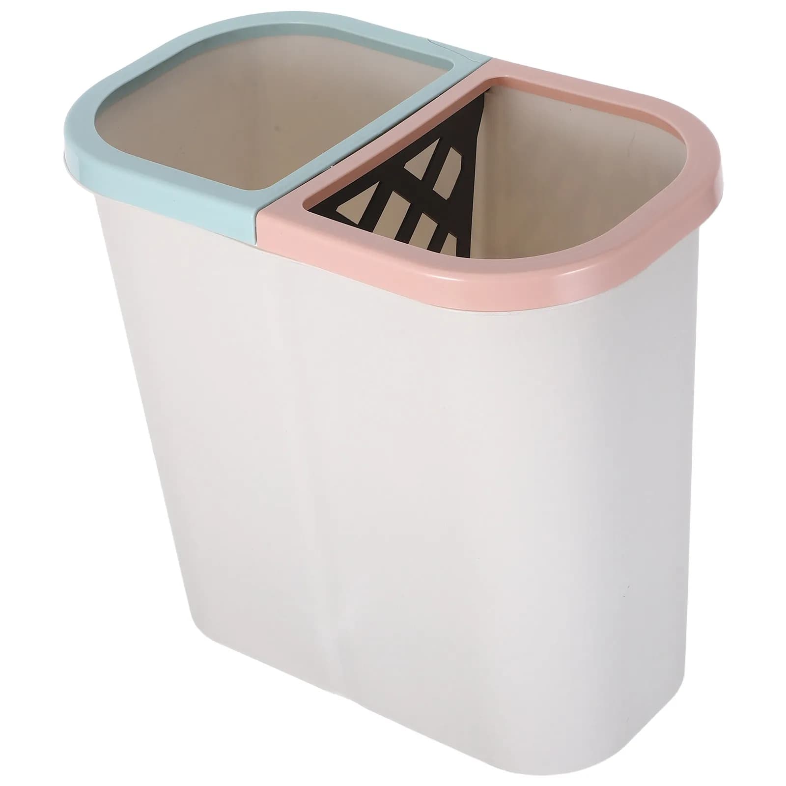 Slim Dual Compartment Garbage Can for Kitchen Bathroom Laundry Open Top Dry Wet Separation Trash Bin Narrow Plastic Waste Basket