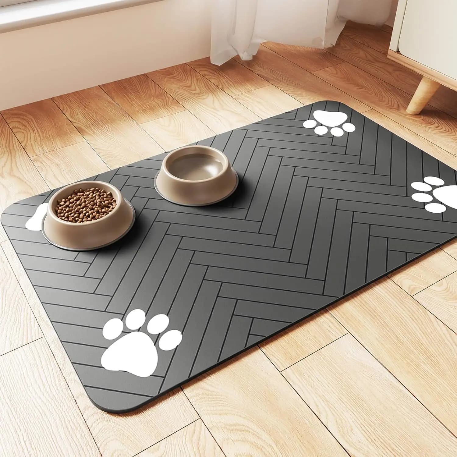 Tappetino Assorbente per Alimentazione Animali Domestici, Impermeabile e Antiscivolo, Asciugatura Rapida per Cani e Gatti