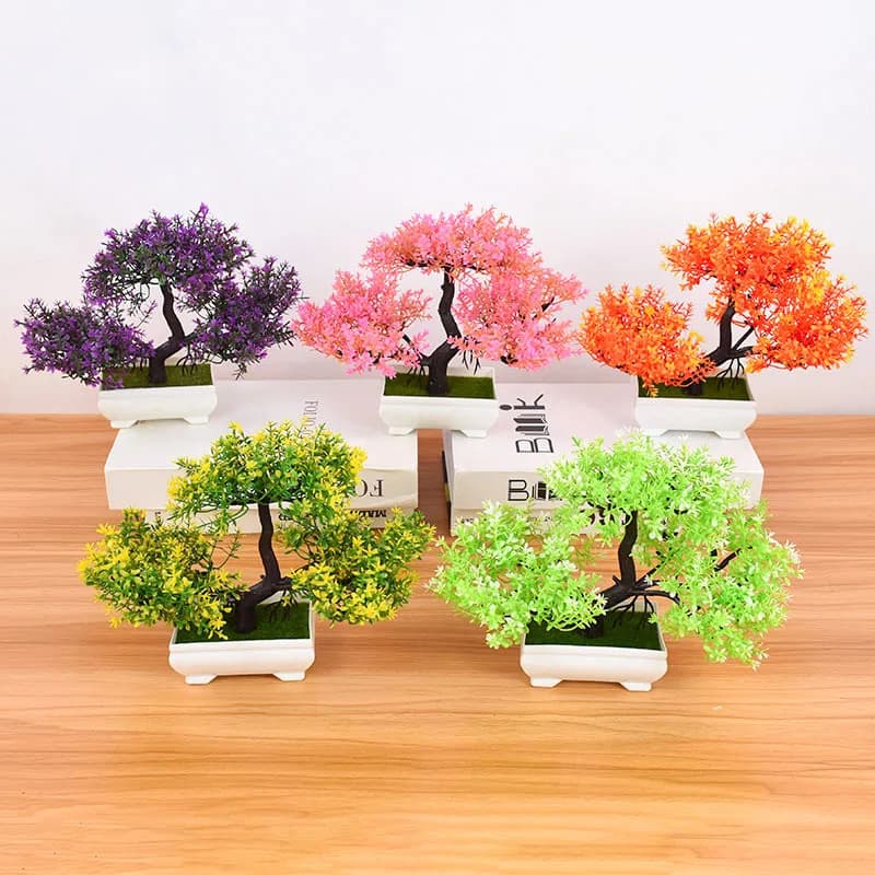 Piante Artificiali Bonsai, Fiori Finti in Vaso, Ornamenti per Matrimoni, Casa, Tavolo, Hotel, Giardino