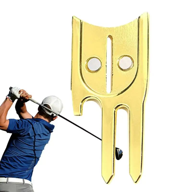 Forchetta da golf 6 in 1 Strumento verde per la riparazione del marchio della palla Forcella da golf verde multifunzionale per la riparazione della pallina da golf per gli appassionati di golf in famiglia