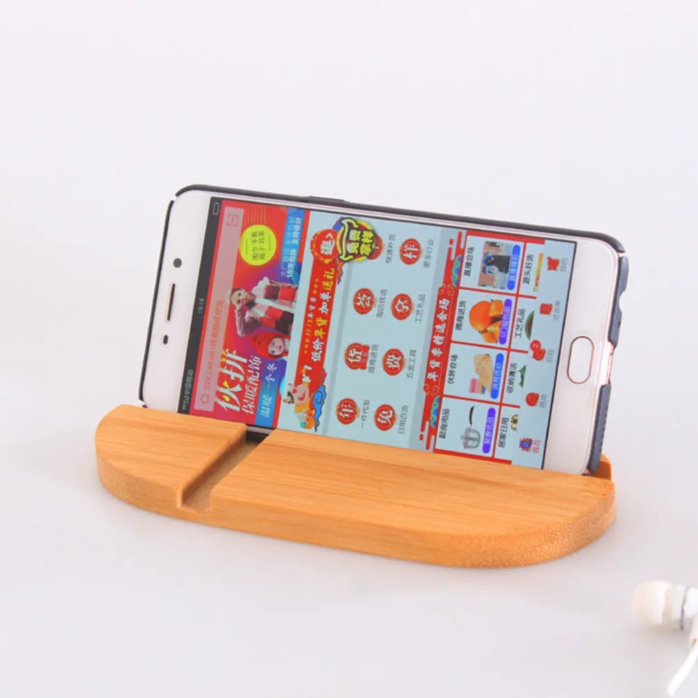 1Pcs Wooden Phone Stand Natural Wood Desktop Holder Stable Retro Design Multi-Functional Tablet Support for Home Office Sofa Bed