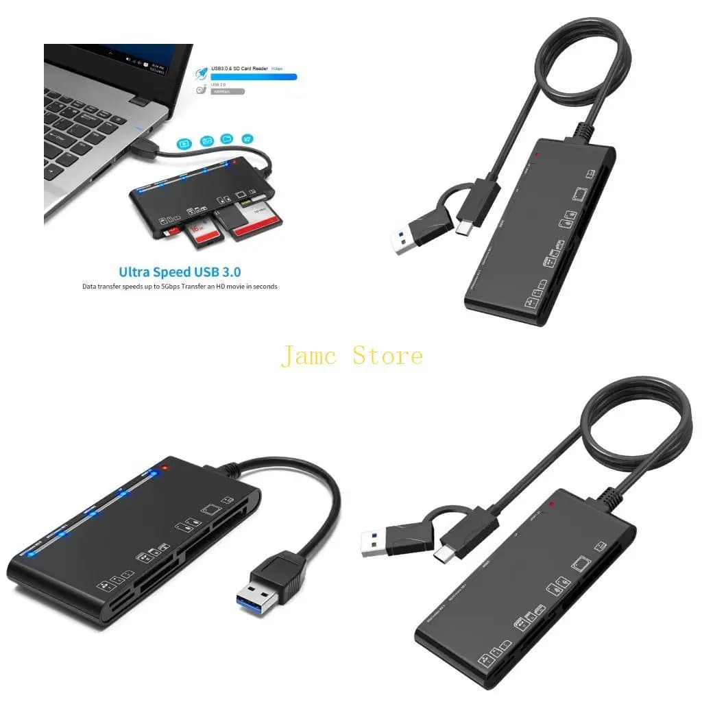 LX0B Multiple Slot Memory Card Reader With USB3.0 For CF MS TF Fast Transmission