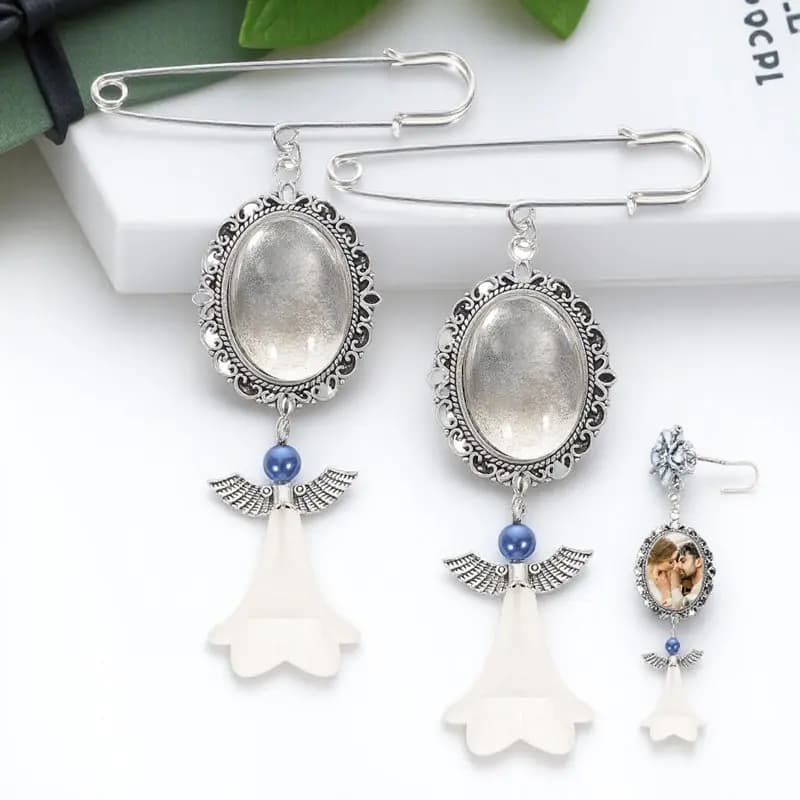 2 Pieces Pendants Photo frame for Bouquet by Bride, Costume Pendants Make by You, Wedding Accessories, Unique Gift