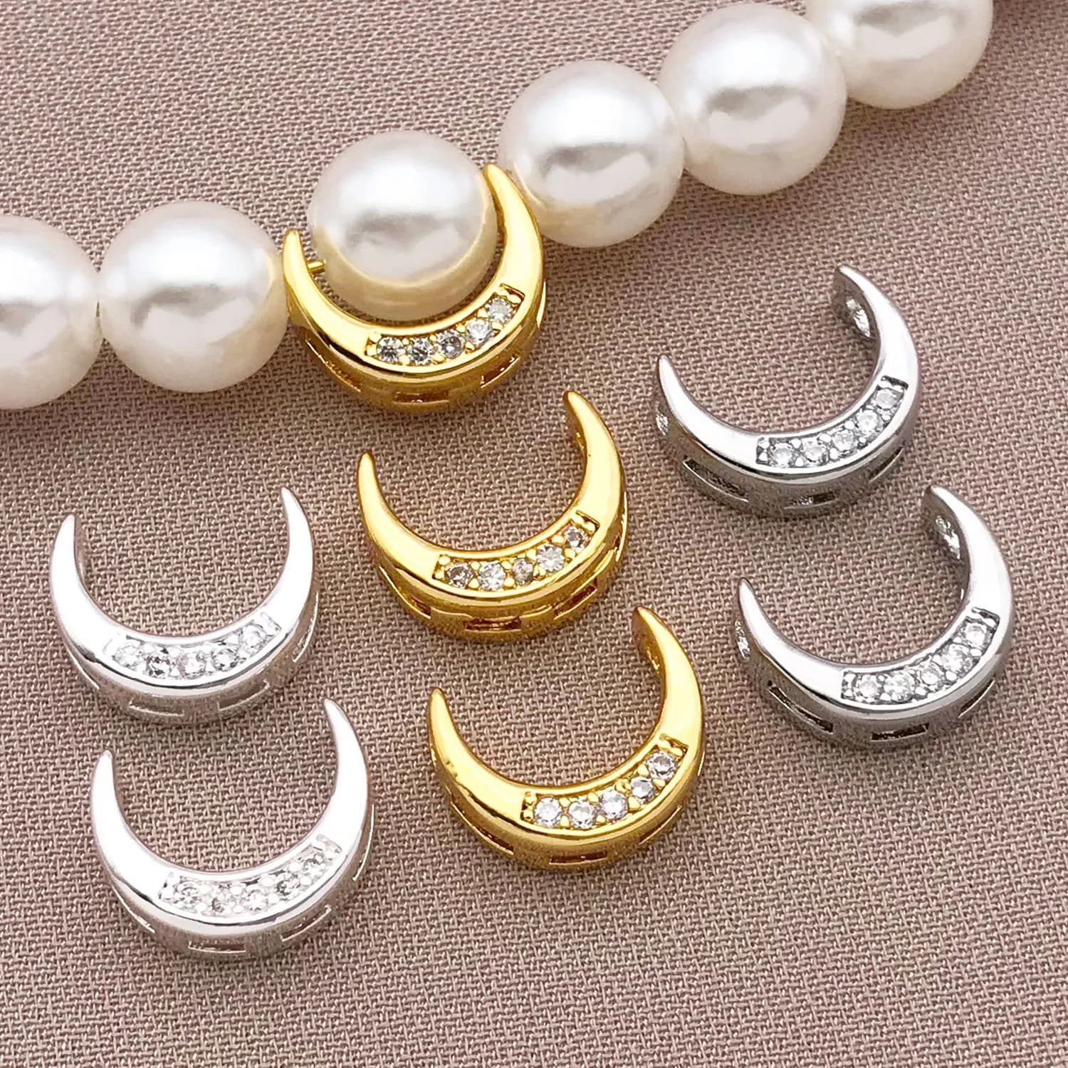 2/4/6 pezzi alla moda placcato oro 18 carati intarsiato zircone metà cornice rotonda perline connettori distanziatori per collana fai da te creazione di gioielli forniture