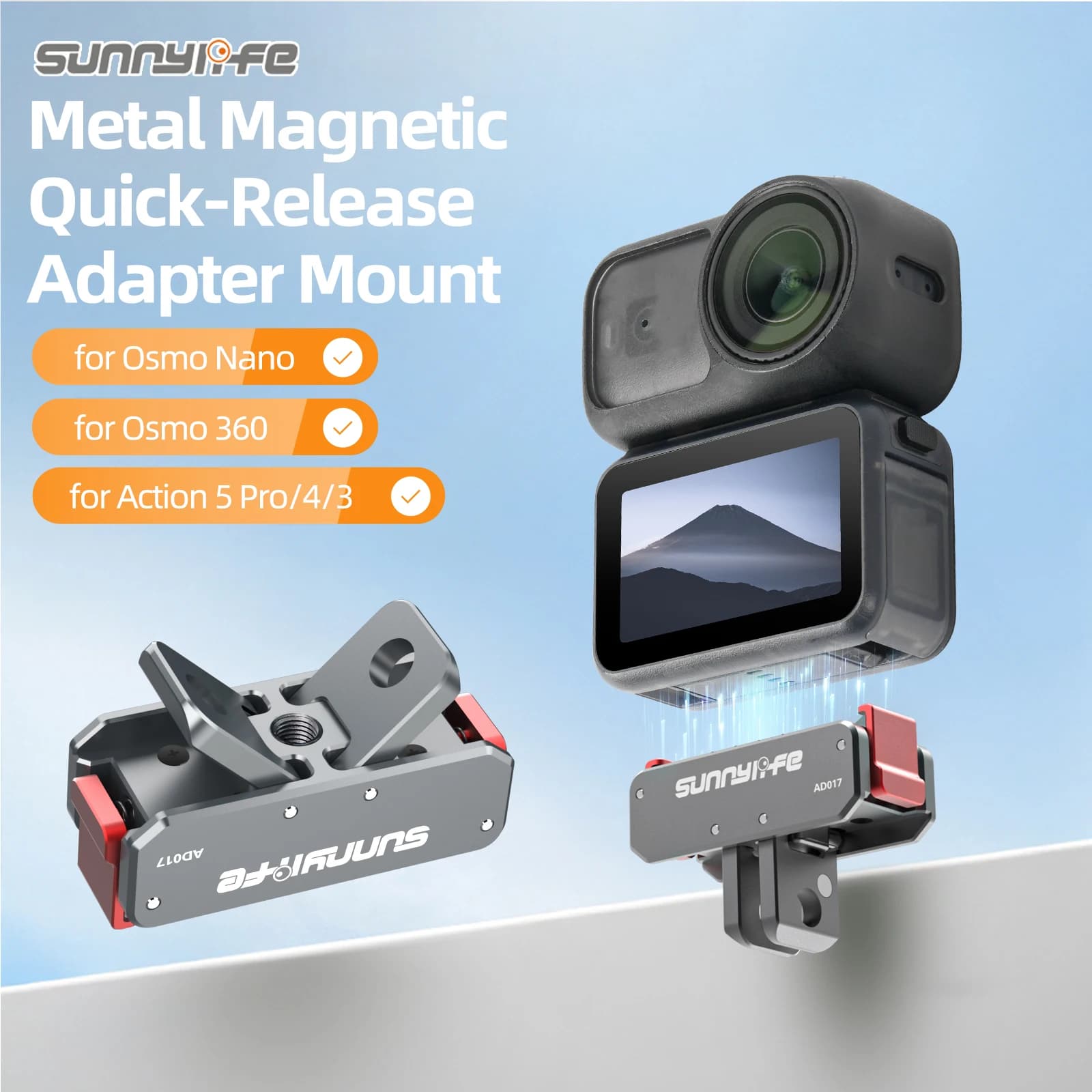 For DJI OSMO Nano/360 Magnetic Metal Adapter for ACTION 5Pro/4/3 Foldable Expansion Kit for Quick Release Universal Accessories