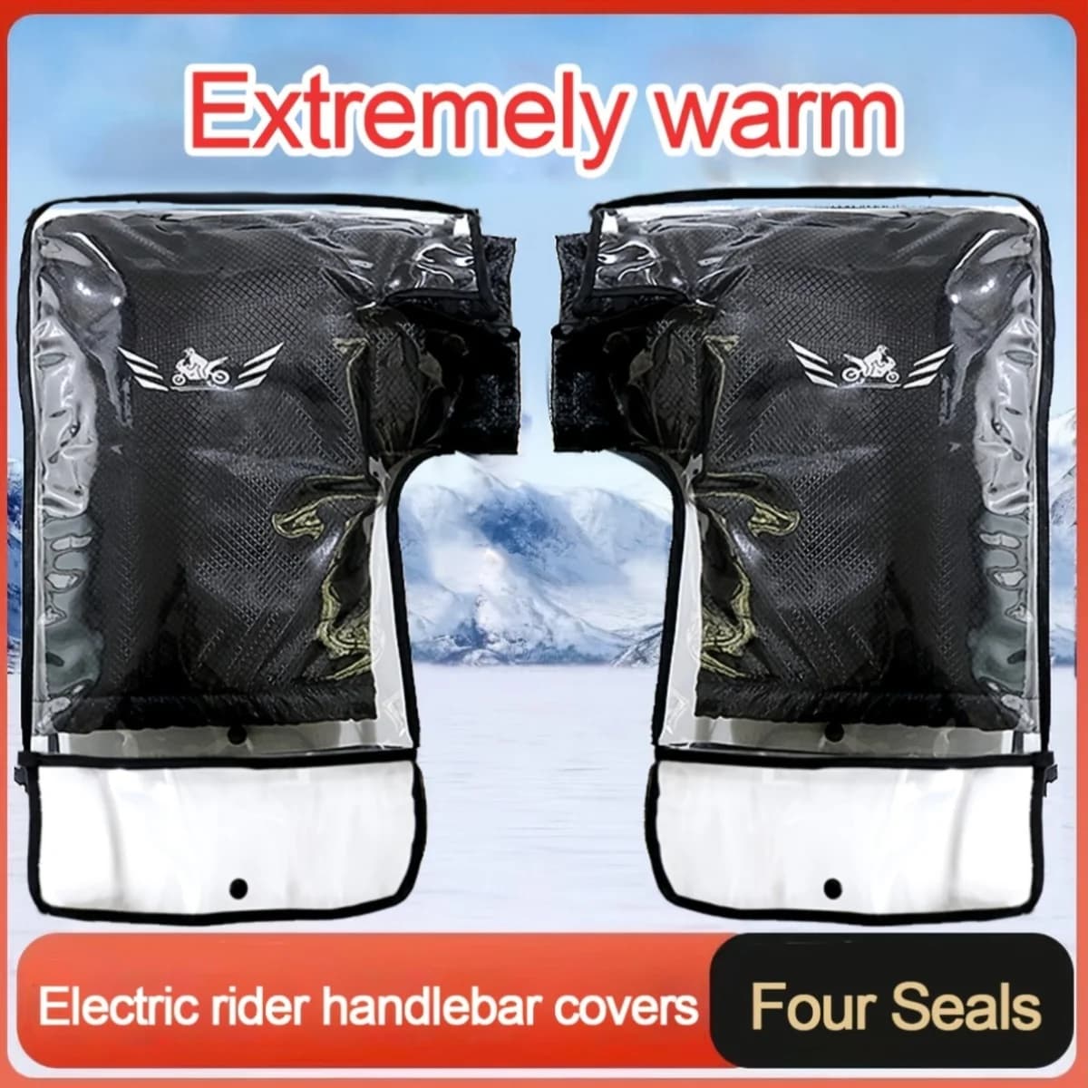 Guanti da moto invernali da 2 pezzi, coperture per manubrio bici elettriche, coperture per manubrio scooter invernali, triciclo e bici elettriche h