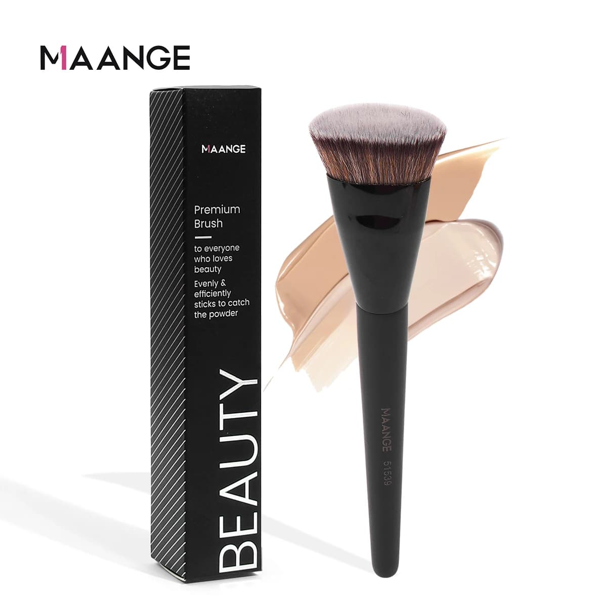MAANGE Single Round Tube Flat Head Base Brush with Box Make-up Brush Corrector for Powder Phod Delicate Makeup Tool on Skin