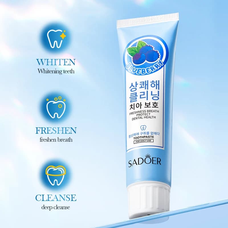 100G SADOER Dentifricio fresco e anti-cavitazione per la pulizia delle gengive, cura dei denti, sbiancamento orale, protezione del sapore, protezione dei denti alla frutta P7B4