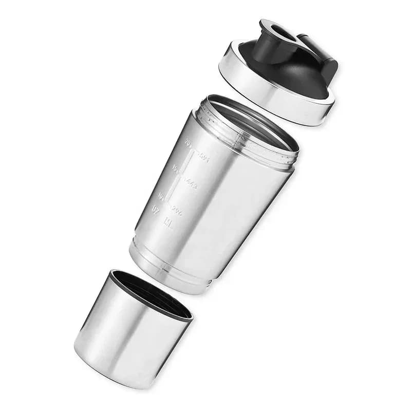 New Double Layer Stainless Steel Detachable Vacuum Whey Protein Shake Water Bottle For Outside Use