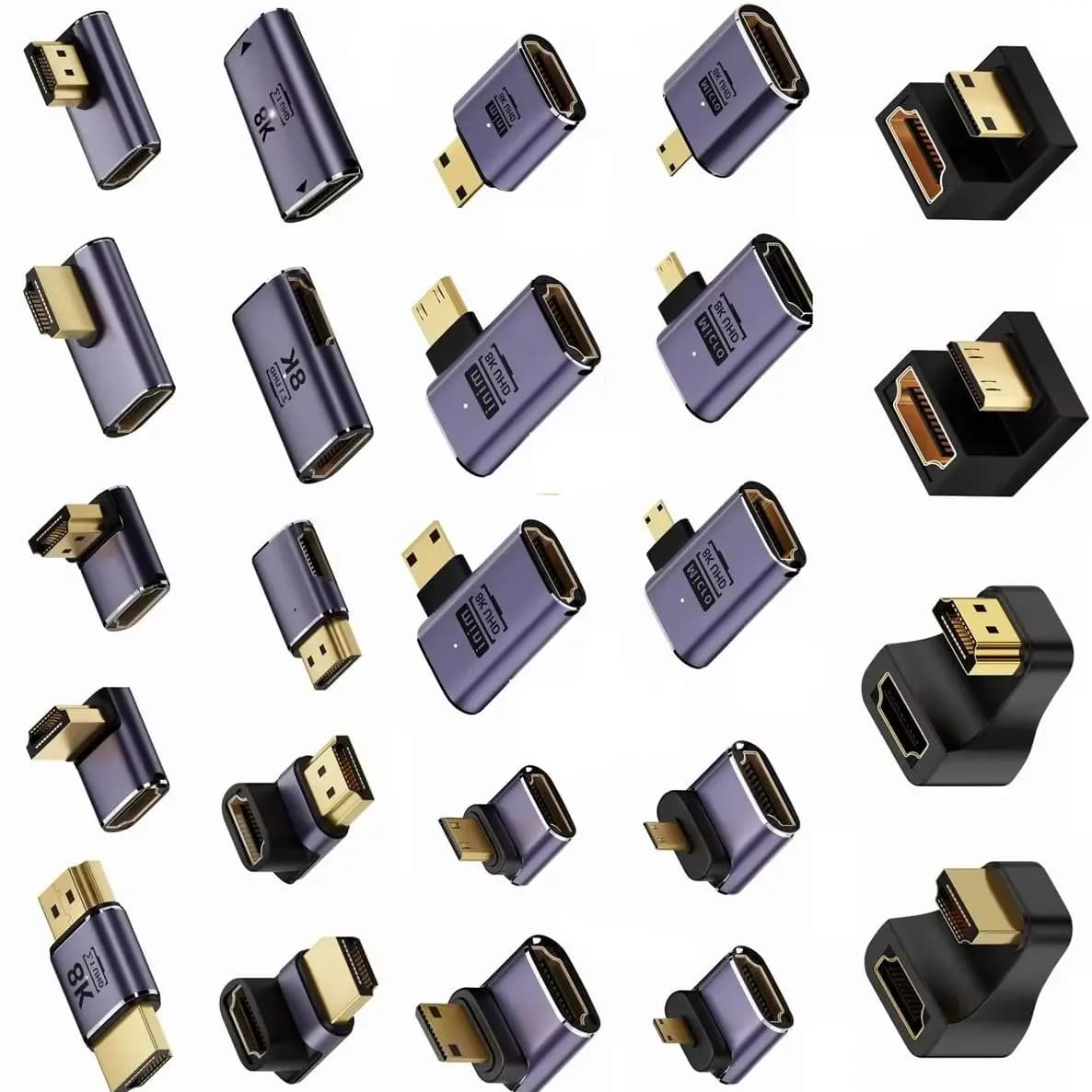 Adattatore mini genere HDMI a forma di U da 360 gradi 180 Micro HDMI maschio a HDMI femmina convertitore L angolato HD 2.1V estensione 4K 8K 60Hz