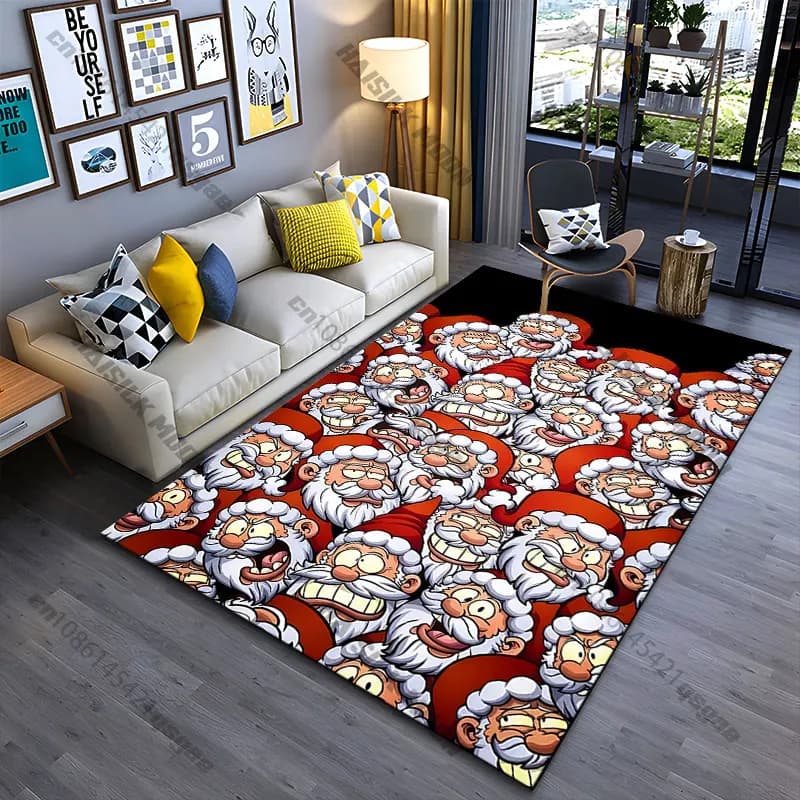 Many cartoon Santas expressions carpet Yoga living room room decor children's crawling mat doormat area rug games mat