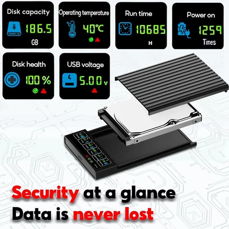 Custodia per HDD SSD da 2,5 pollici, scatola per disco rigido mobile USB 3.1, custodia per disco rigido mobile da 6 Gbps per PC portatile-ABVP