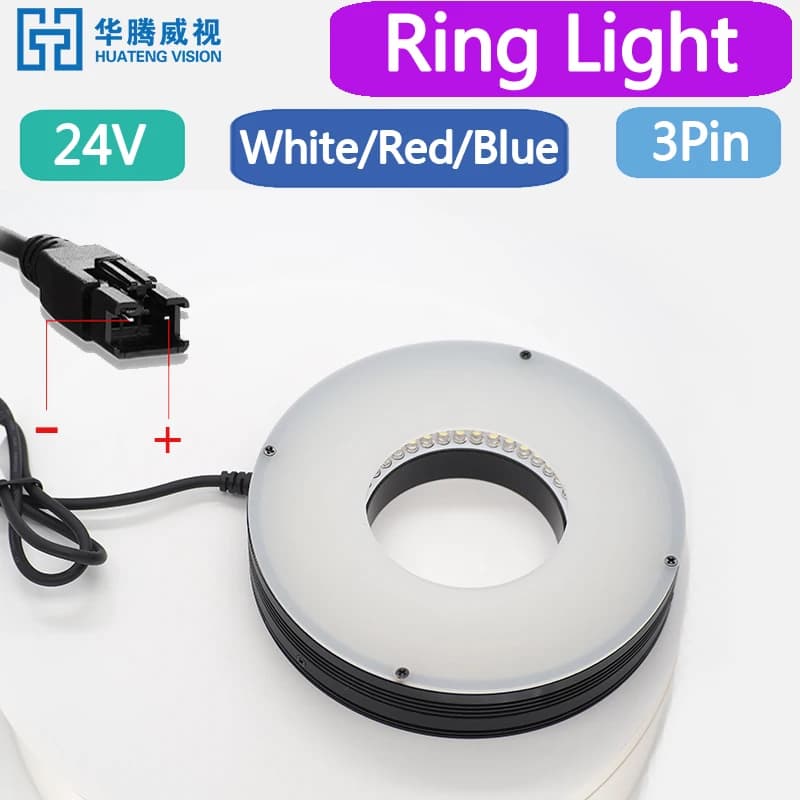 Luce ad Anello 24V per Visione Artificiale, Illuminazione per Telecamere Industriali, Lampada LED per Ispezione e Automazione