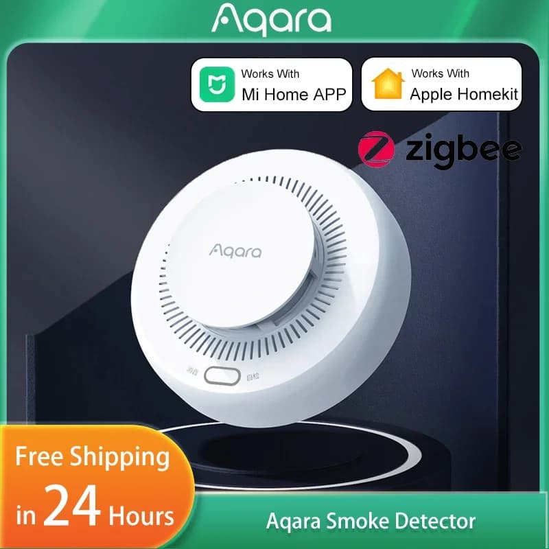 Sensore Rilevatore di Fumo Aqara Zigbee 3.0, Allarme Antincendio con Avviso Sonoro, Sicurezza Domestica Intelligente Compatibile con App Mi Home e Homekit