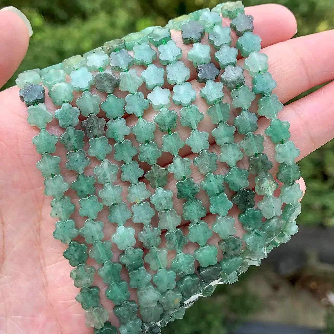 6mm 30 pz/lotto Fiore Naturale Avventurina Verde Perline di Pietra per la Collana Del Braccialetto Cfrats Creazione di Gioielli Allentati Del Distanziatore Accessori