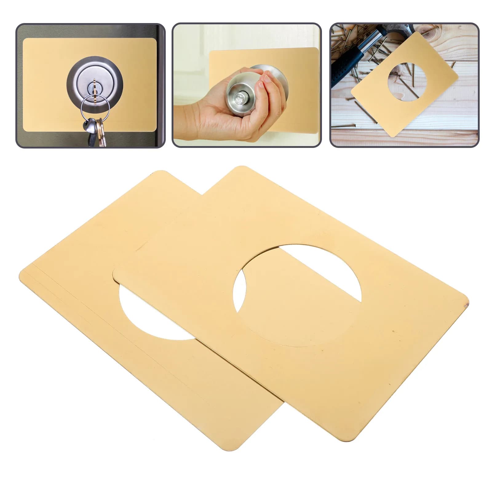 2 Pezzi Piastre di Riparazione per Serrature, Coperture per Serrature a Cilindro, Piastre per Maniglie in Acciaio Inossidabile, Pezzi di Fissaggio per Serrature, Accessori Hardware