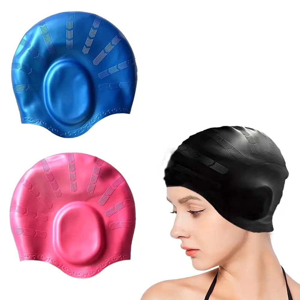 Waterproof Silicone Swim Caps Women Men High Elastic Flexible Protect Ears Hair Swimming Pool Hat for Adults Children