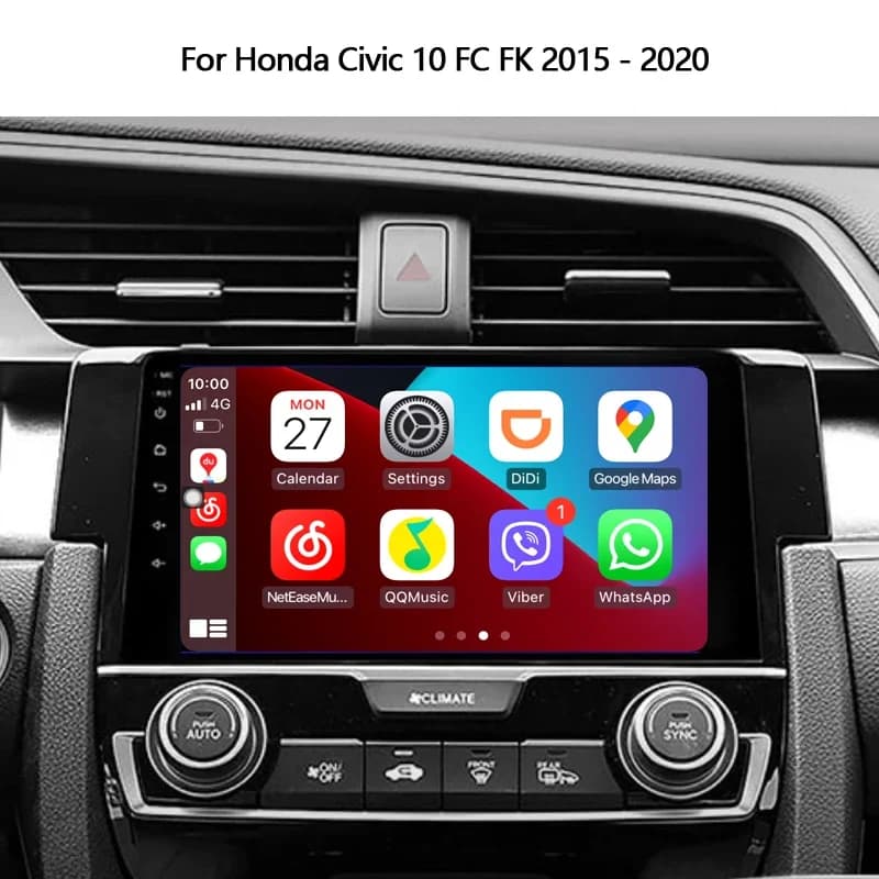 9 Inch Android Auto Car Stereo for Honda Civic 10 FC/FK 2015-2020 | Wireless Apple CarPlay | GPS Navigation Head Unit | 4GB RAM