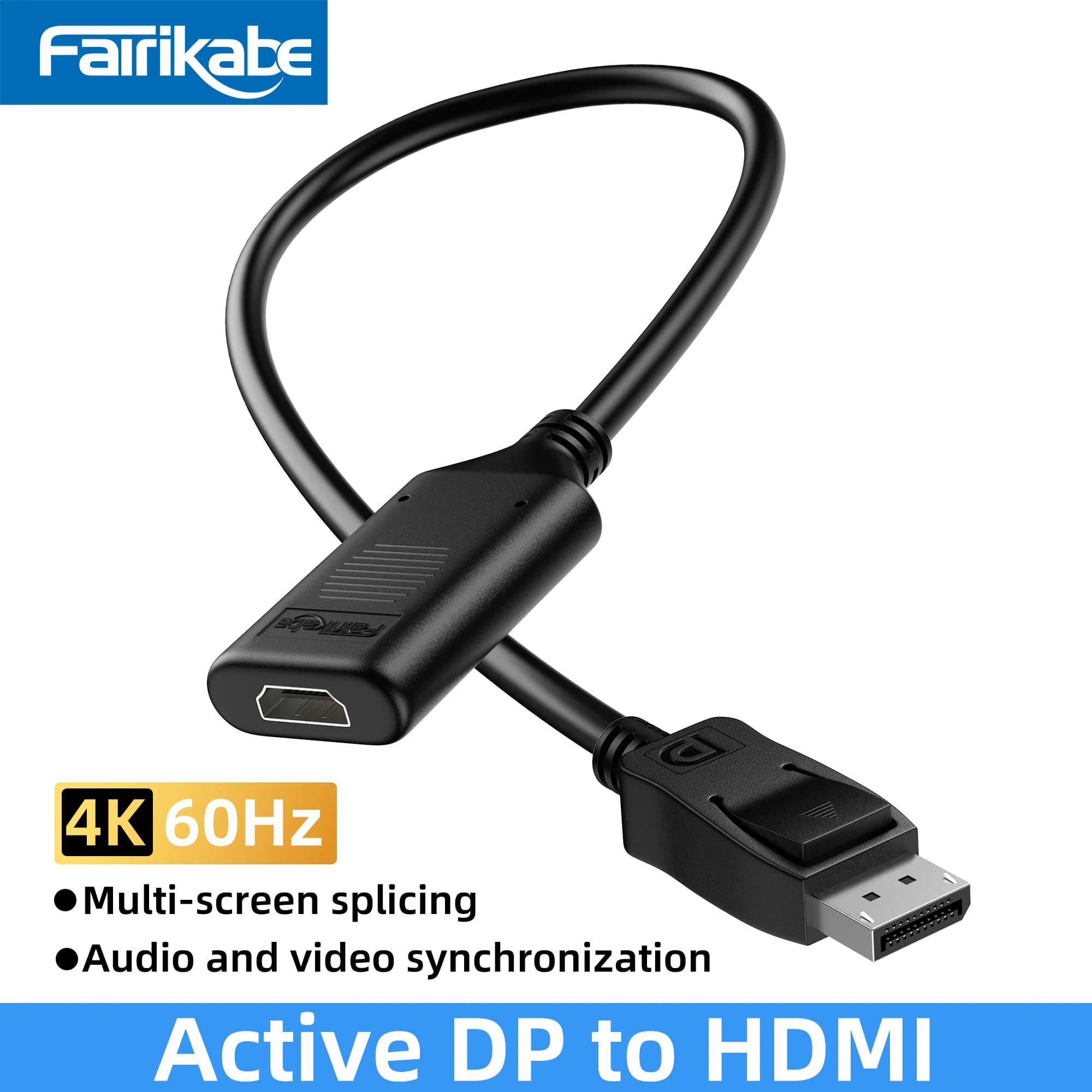 Cavo compatibile Fairikabe Active Displayport a HDMI 4K 60Hz Giunzione multi-schermo DP a HDMI compatibile per monitor portatile