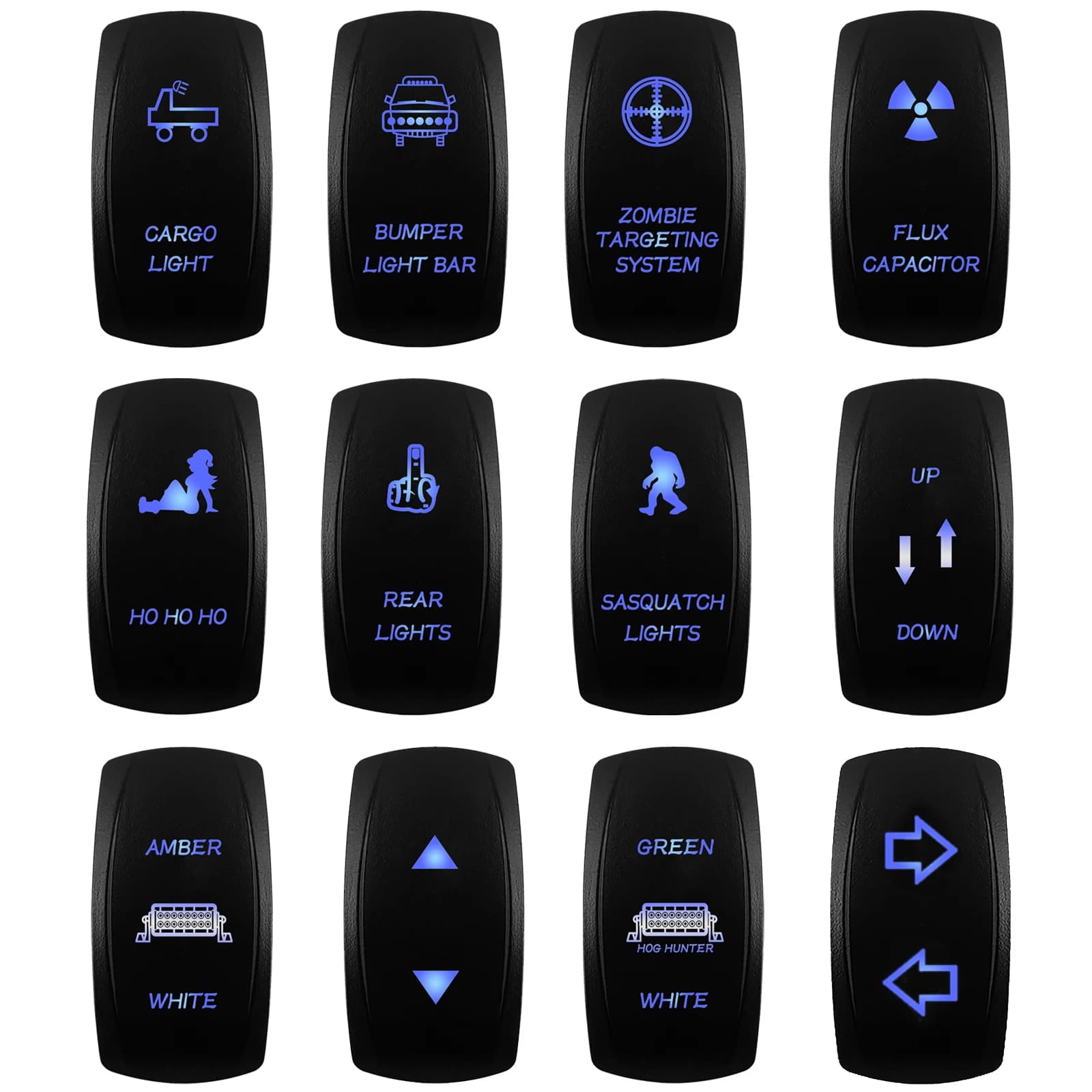 Interruttore a bilanciere LED blu impermeabile 12V SPST DPDT ON-OFF-ON/ON-OFF UP Down Frecce Toggle per auto Barca Camion ATV UTV Marine RV 4X4