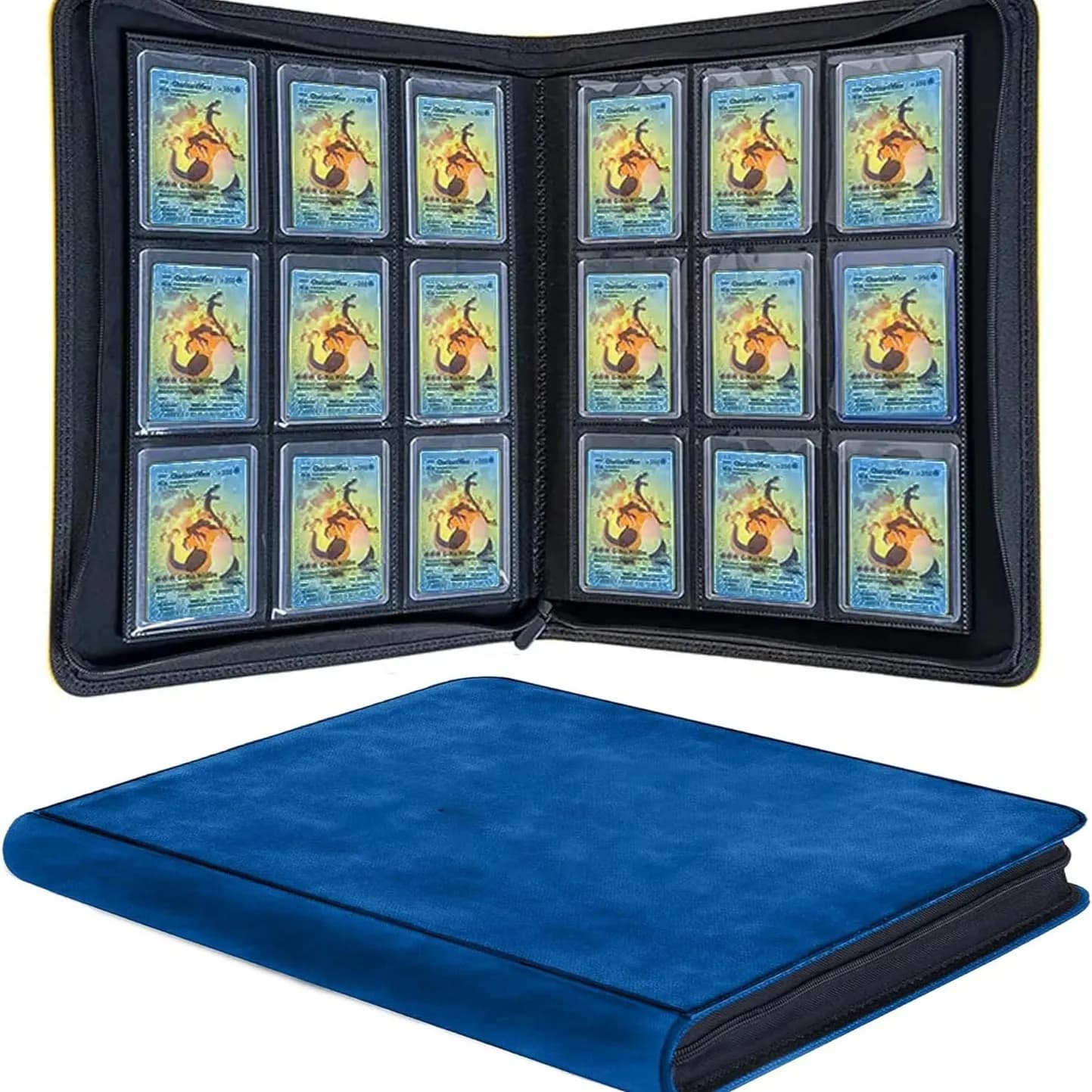Raccoglitore per carte TCG in pelle scamosciata PU 288 con 9 tasche con cerniera impermeabile per carte magiche Pokemon YuGiOh Album di carte da gioco anime