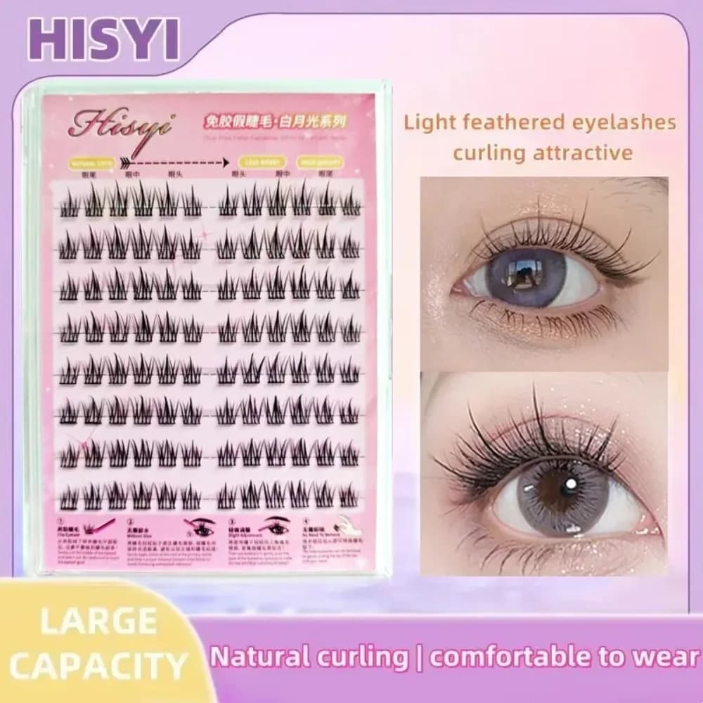 Self-adhesive fake eyelashes with natural appearance, 8 files, without necessary glue, reusable for the daily make-up of the holidays, 8 pack