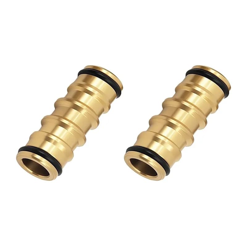 Set di 2 Connettori Doppi Maschio in Ottone da 1/2 Pollice per Tubi da Giardino, Prolunghe per Tubi Flessibili