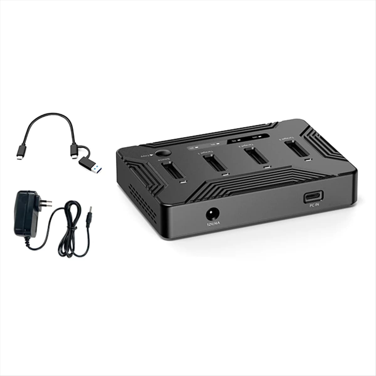 Docking station SSD NVME M.2 a 4 alloggiamenti A74Z, custodia rigida esterna da 40 Gbps con funzione clone per laptop SPINA UE