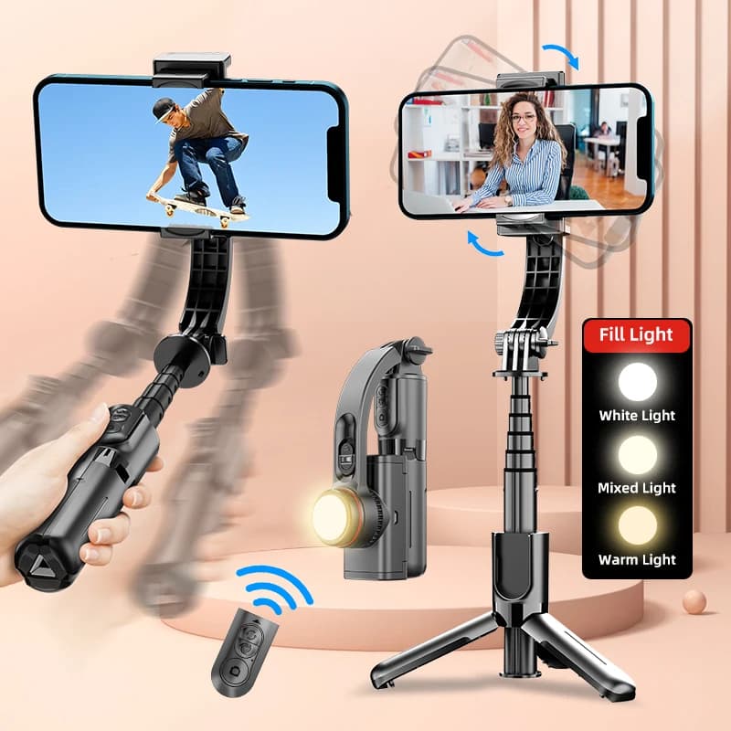 AXNEN Gimbal Selfie Stick Tripod Extendable 695 mm with Fill Light functional Remote Control for Android Iphone Cellphone Shoot