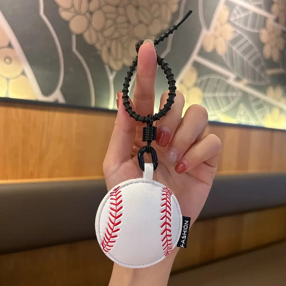 3D Leather Keyring in Ball Shape Cartoon, Pendant for Bag, Basketball, Baseball, Rugby, Football, Volleyball, Car Gift