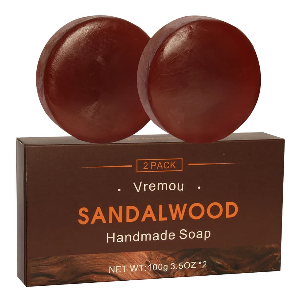 Sandalwood soap - Pack of 2, Agar wood soap - Pack of 2, Hand-made soap for delicate cleaning, Body soap with vegetable essential oil fragrance