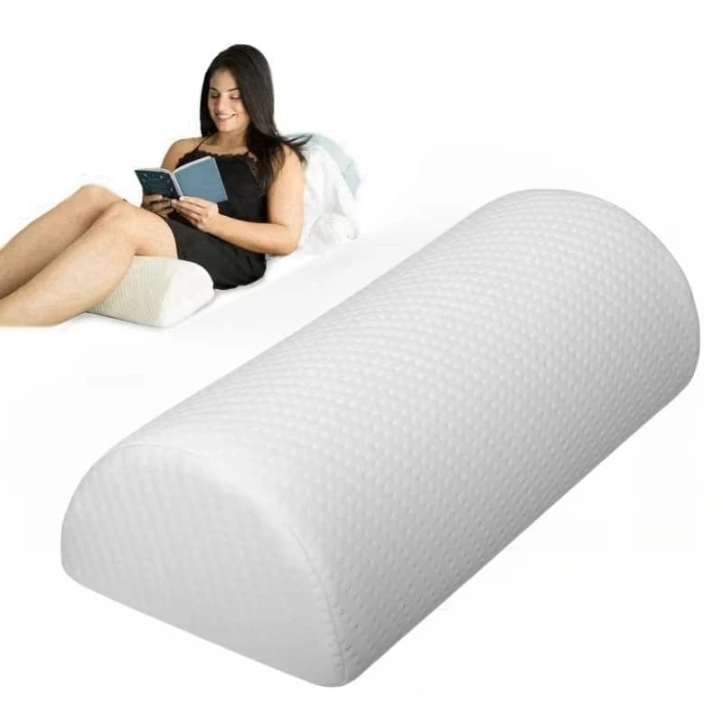 Multi-Purpose Comfort Bolster Pillow Memory Foam Cotton Cover Lumbar Support Semi Roll Pillow for Legs Back Head