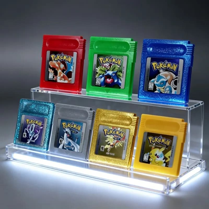 Cartucce di Gioco Pokemon GBC, 7 Stili: Rosso, Blu, Verde, Giallo, Oro, Argento, Cristallo, per Collezione di Videogiochi Retrò, Esposizione e Regalo
