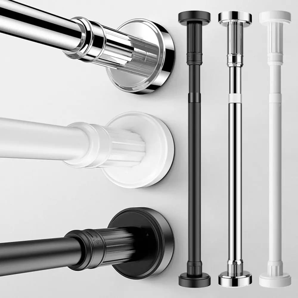 Stendibiancheria durevole in acciaio inossidabile, asta telescopica regolabile da 35-80 cm, asta flessibile per tende per balcone, bagno
