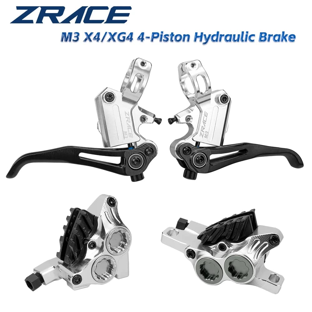 Set Freni a Disco Idraulici ZRACE M3 X4 / XG4, Completamente in CNC Leggero, Freno Idraulico a 4 Pistoni, per MTB XC / Trail / AM / DH / Enduro
