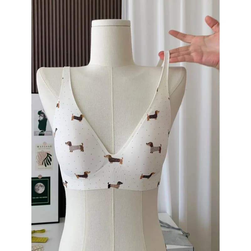 Women's Strapless Push Up Bra Seamless Comfort Soft Support Printed Bralette Small Chest