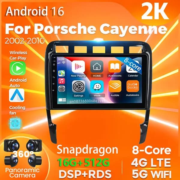Android 16 Carplay Auto For Porsche Cayenne I 1 9PA 2002-2010 Car Radio DSP 4GWIFI GPS Navigation Player Multimedia srereo Video